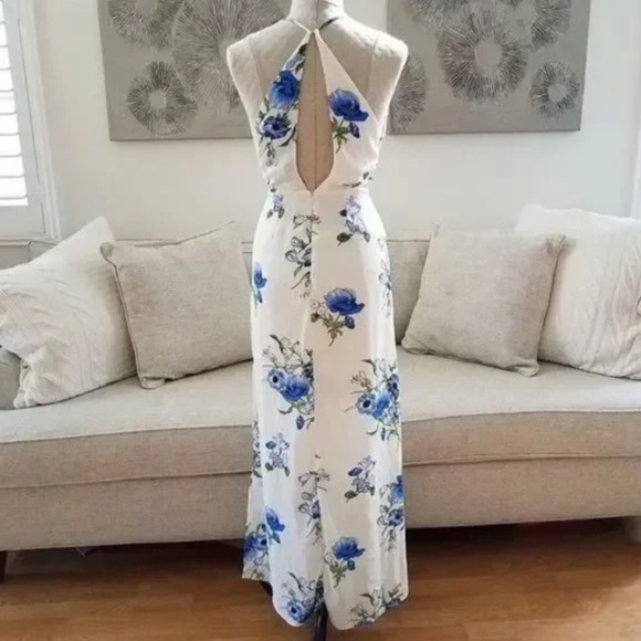 White and Cream Sleeveless Maxi Sundress for Wedding Guest - Picture 5 of 15